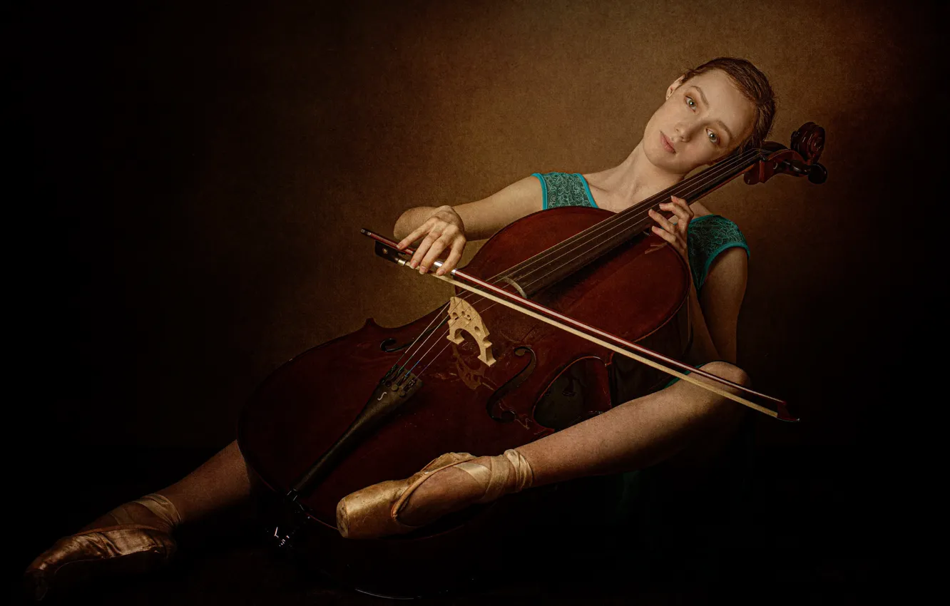 Фото обои девушка, музыка, виолончель
