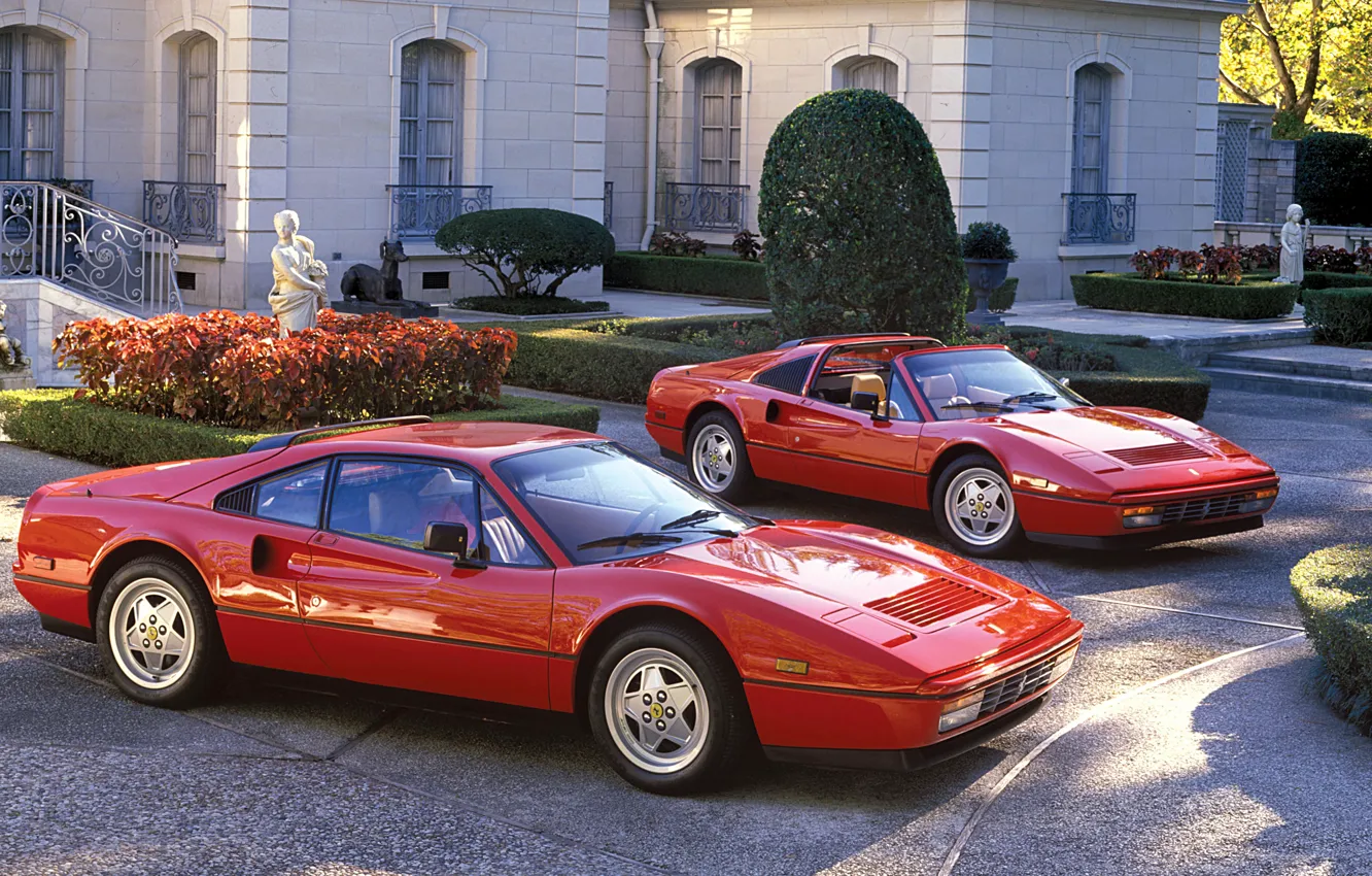 Фото обои Jaguar, Красный, Ferrari, Автомобиль, 328, Металлик, 1985-89