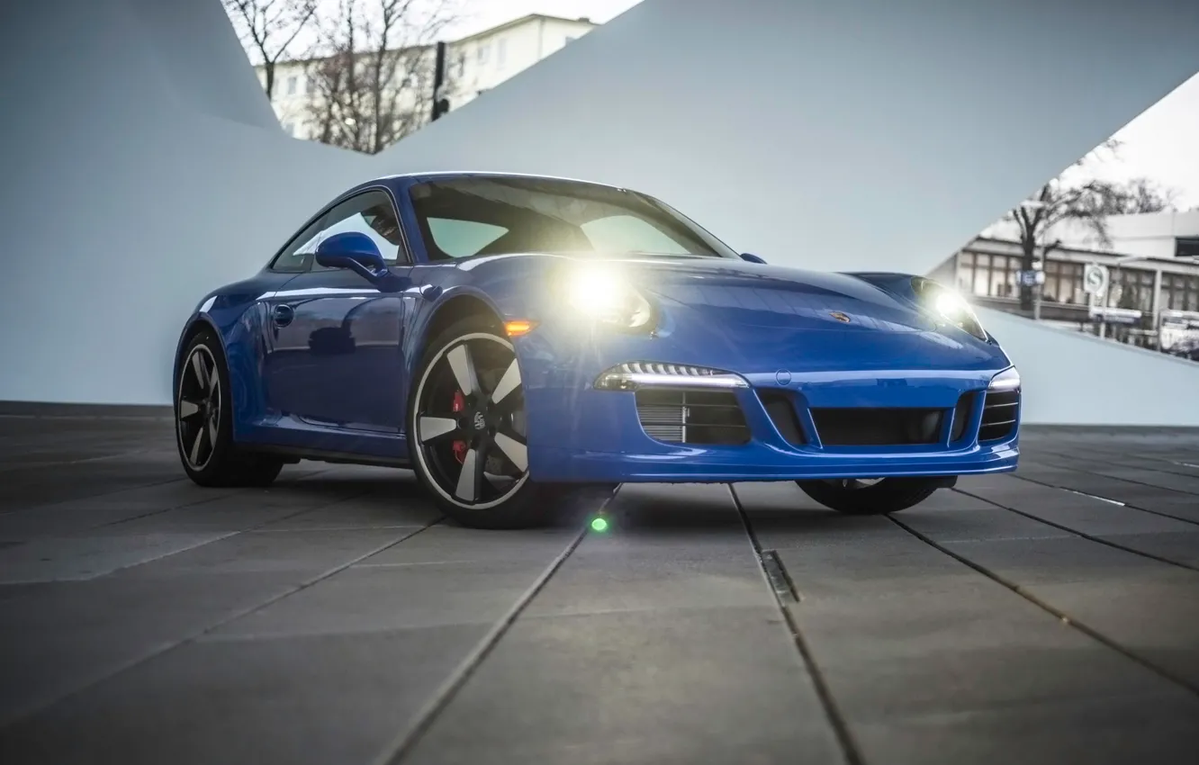 Фото обои синий, 911, Porsche, Порше, передок, GTS, Club Coupe