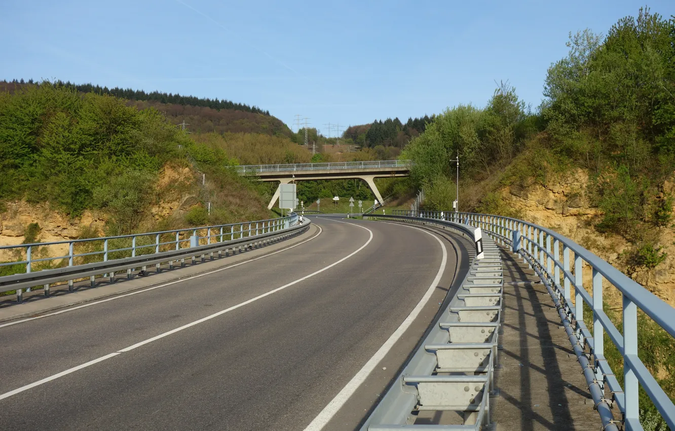 Фото обои Дорога, Мост, Bridge, Road