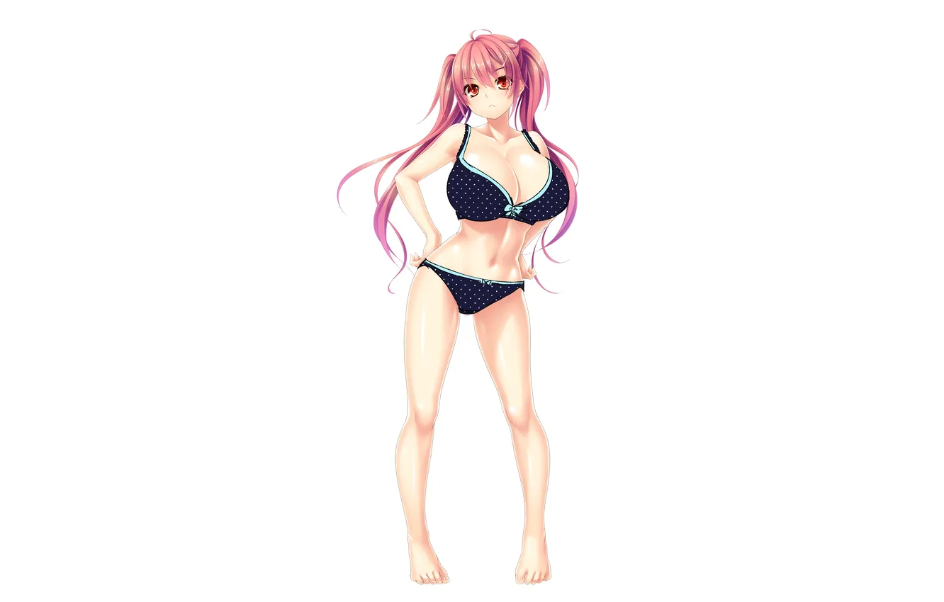 Фото обои girl, sexy, lingerie, pantsu, bra, cleavage, panties, pink hair