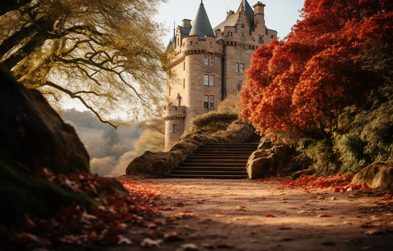 Фото обои осень, пейзаж, замок, архитектура, landscape, beautiful, autumn, castle