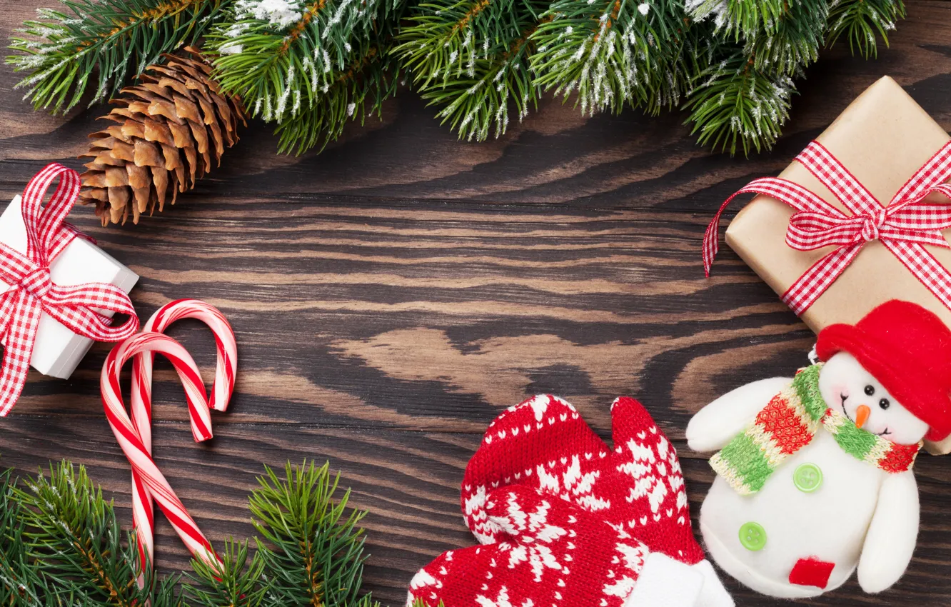 Фото обои снег, украшения, Новый Год, Рождество, new year, Christmas, шишки, wood