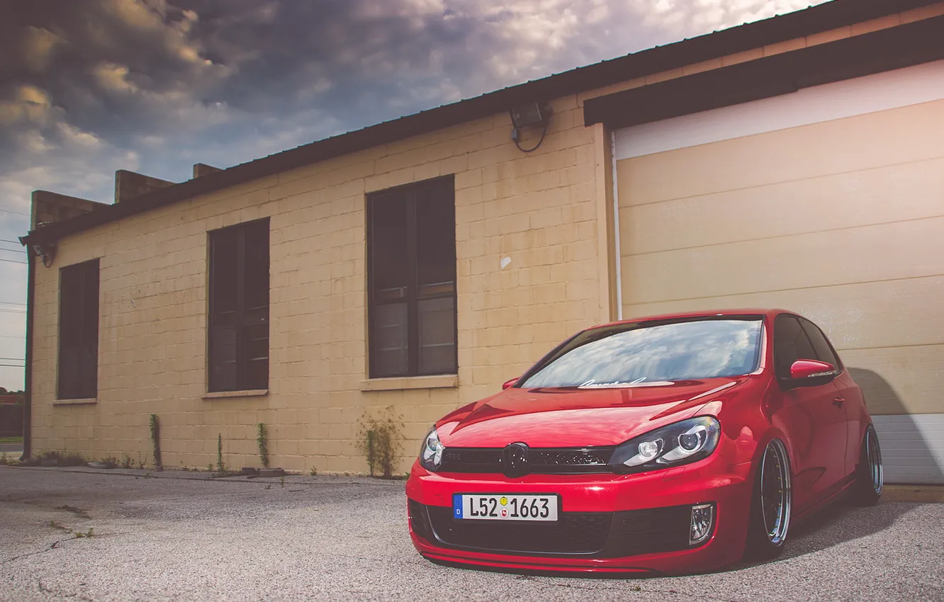 Фото обои Volkswagen, red, golf, gti, bbs, mk6