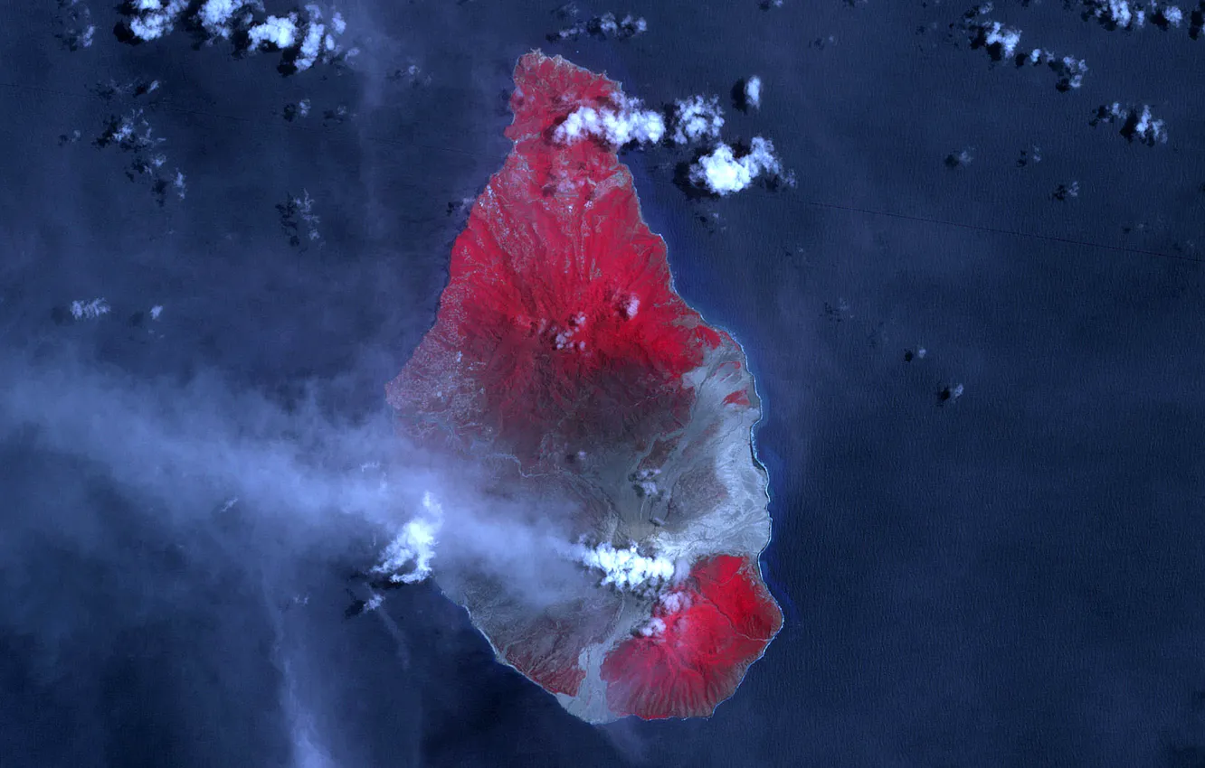 Фото обои фото, дым, гора, вулкан, пар, NASA