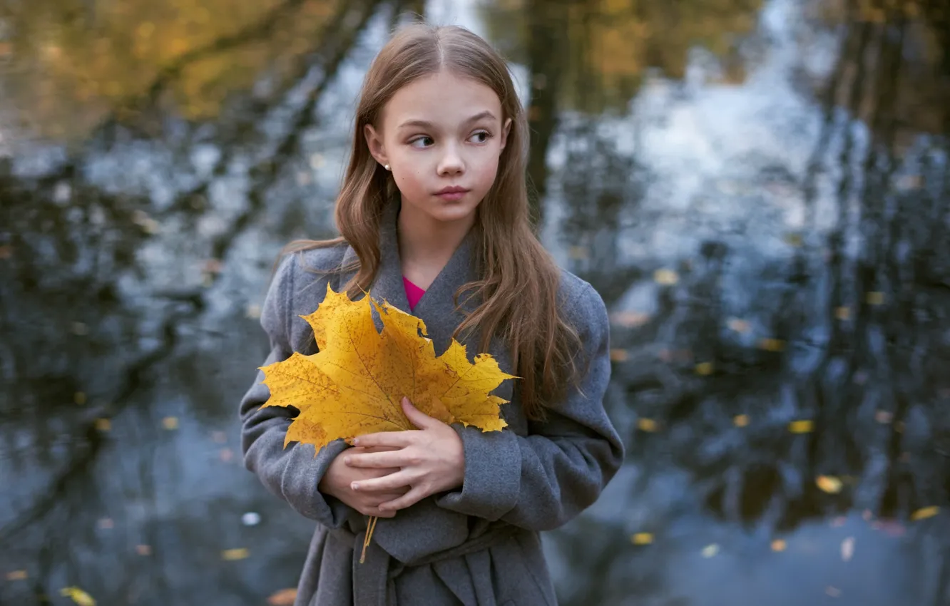 Фото обои осень, лист, девочка