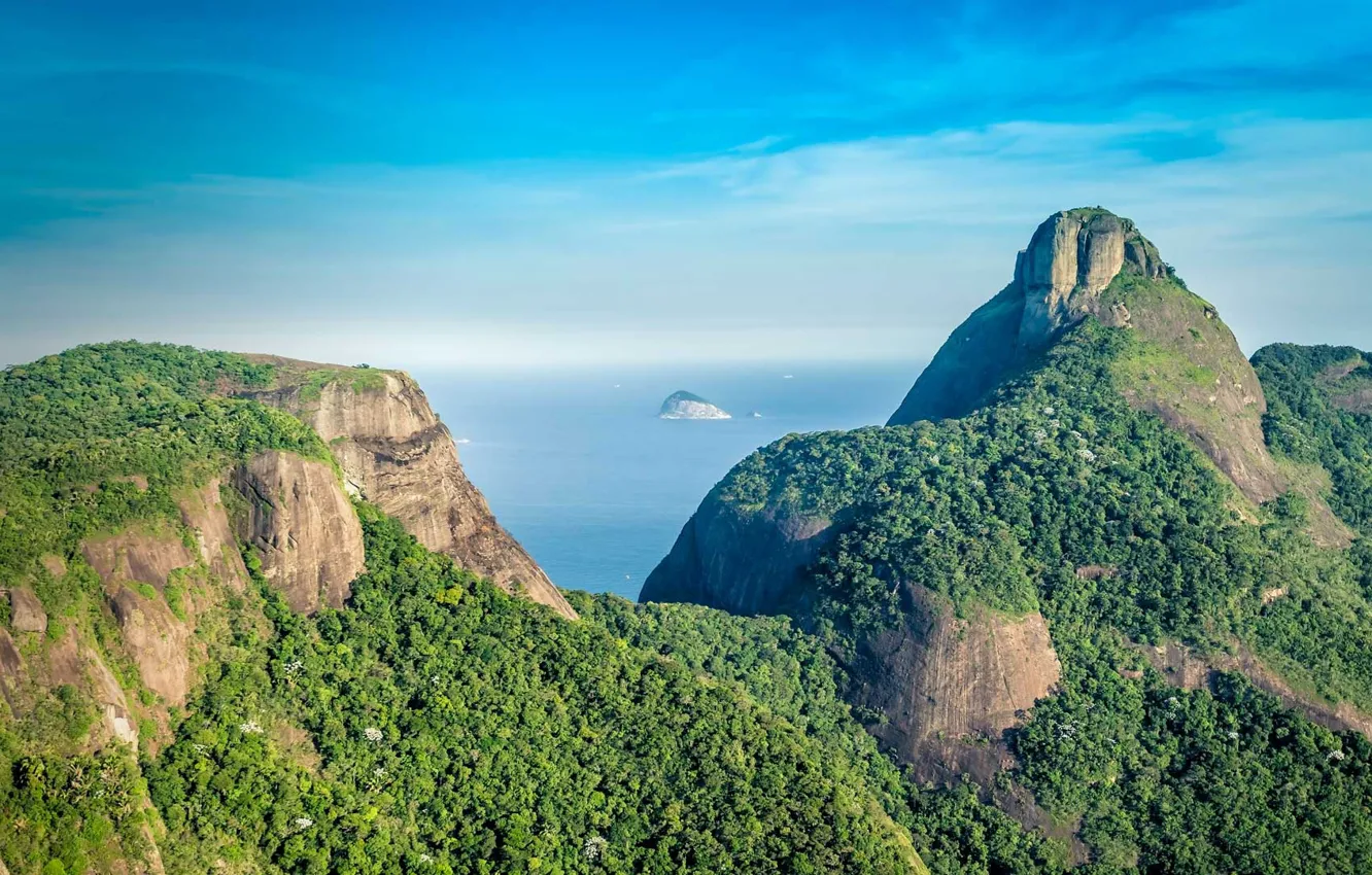 Фото обои море, гора, Бразилия, Педра-да-Гавеа