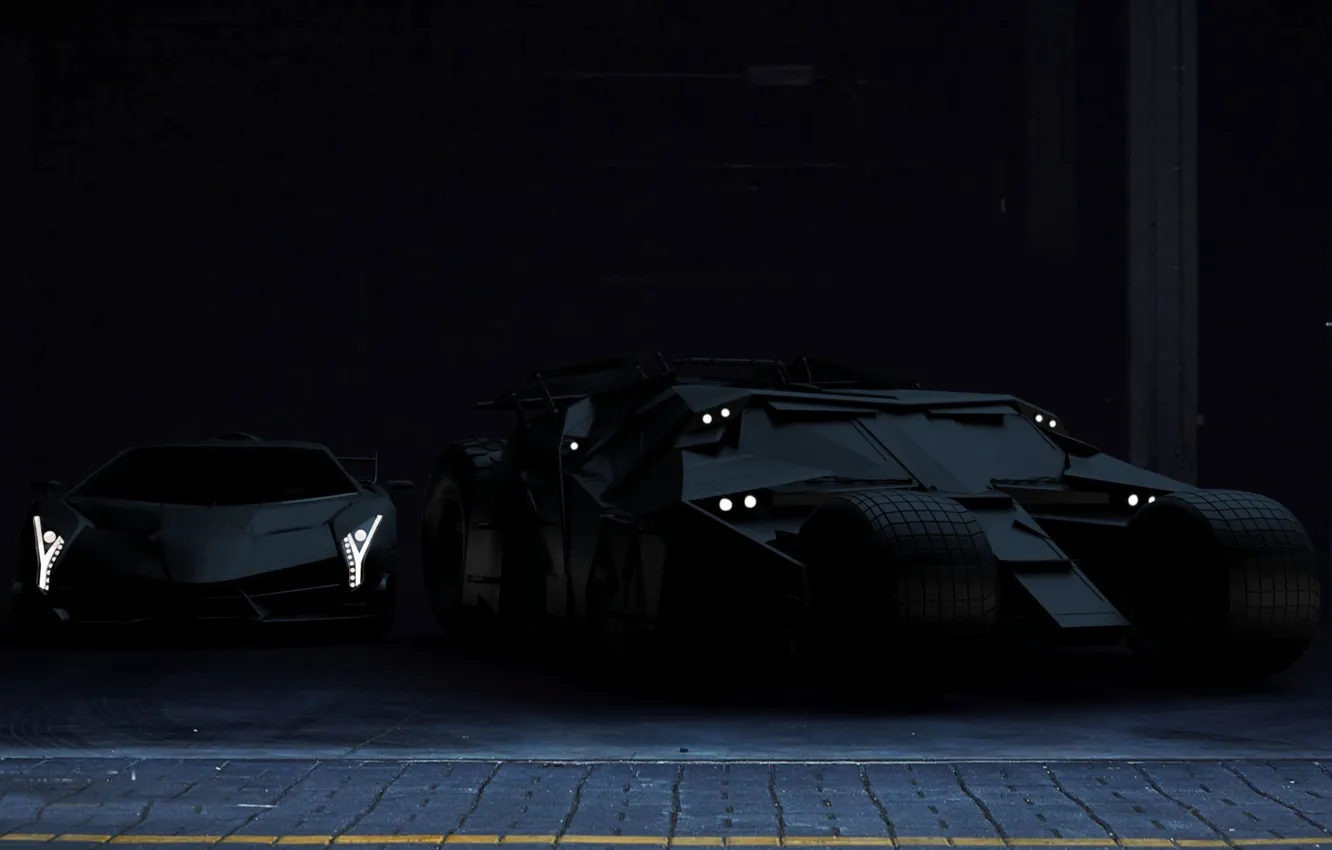 Фото обои Авто, Черный, Lamborghini, Машина, Batman, Lambo, Batmobile, Матовый