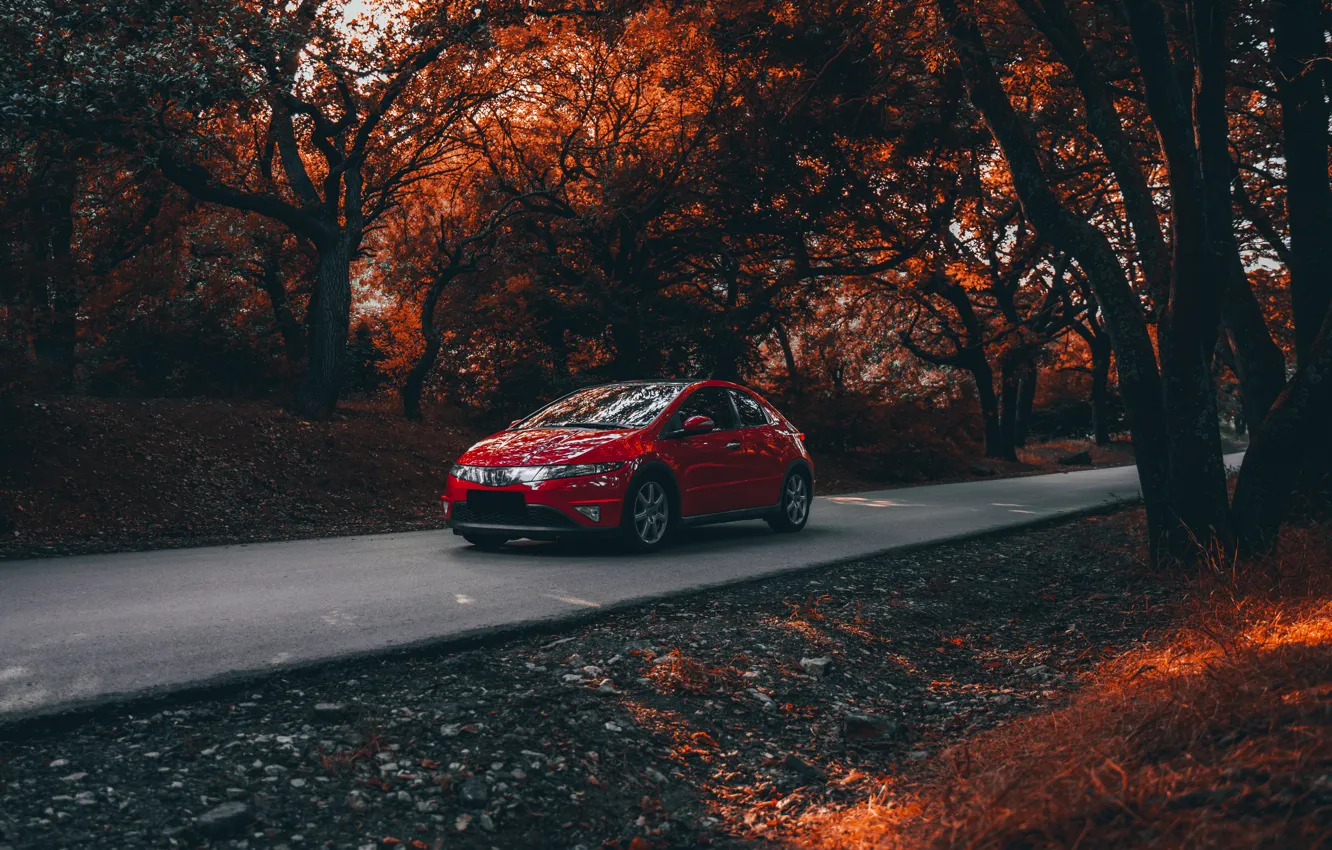 Фото обои red, honda, civic