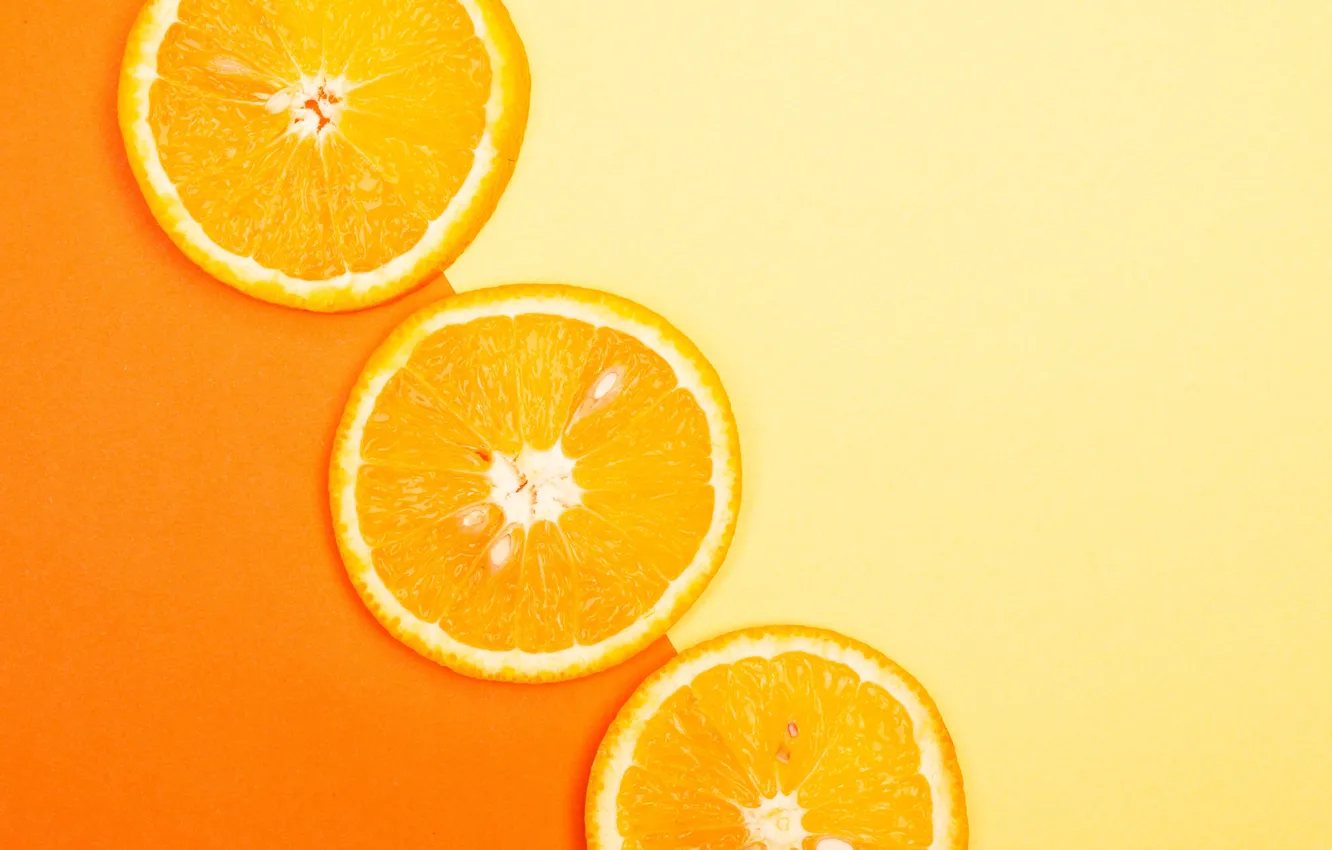 Фото обои оранжевый, желтый, фон, цвет, апельсин, апельсины, текстура, три
