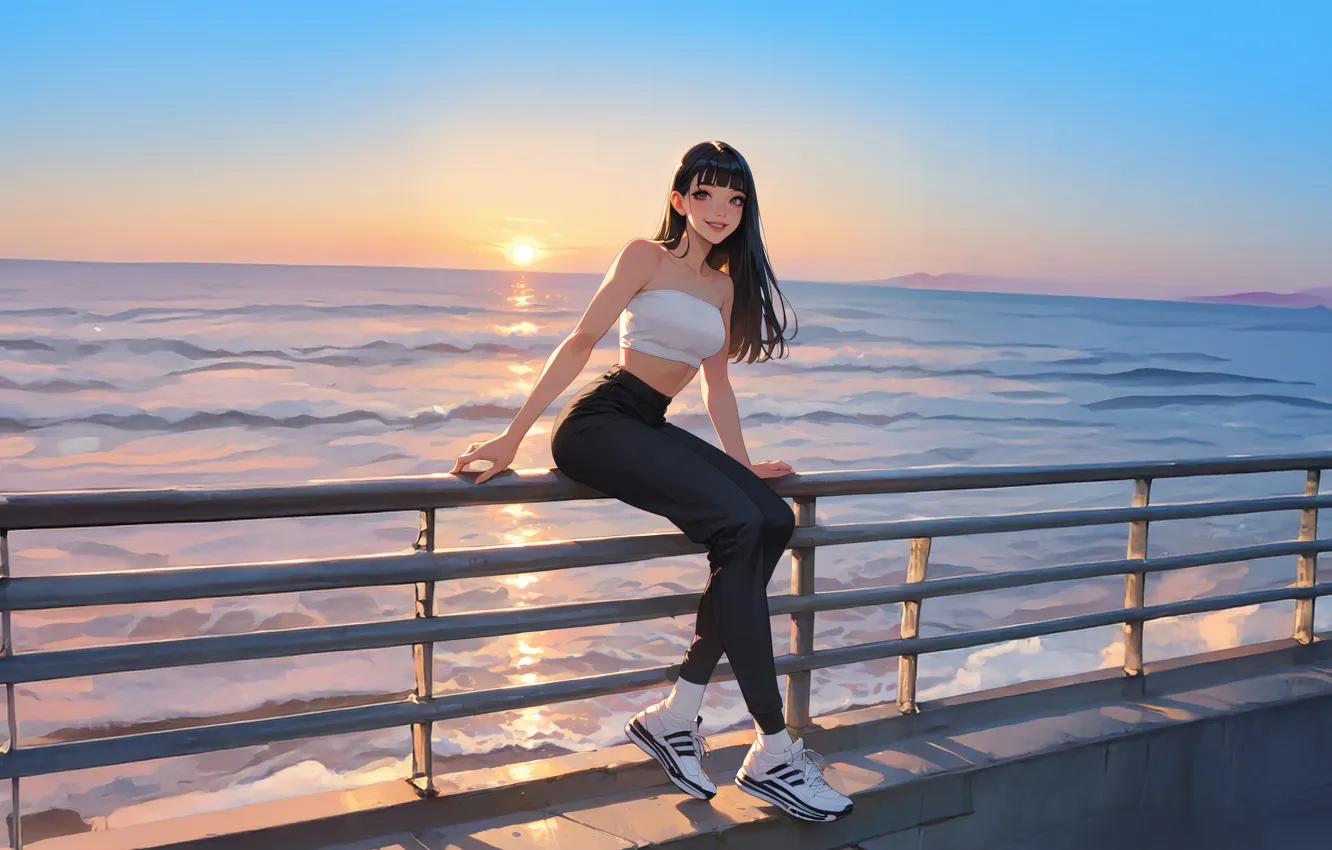 Фото обои girl, beach, asian
