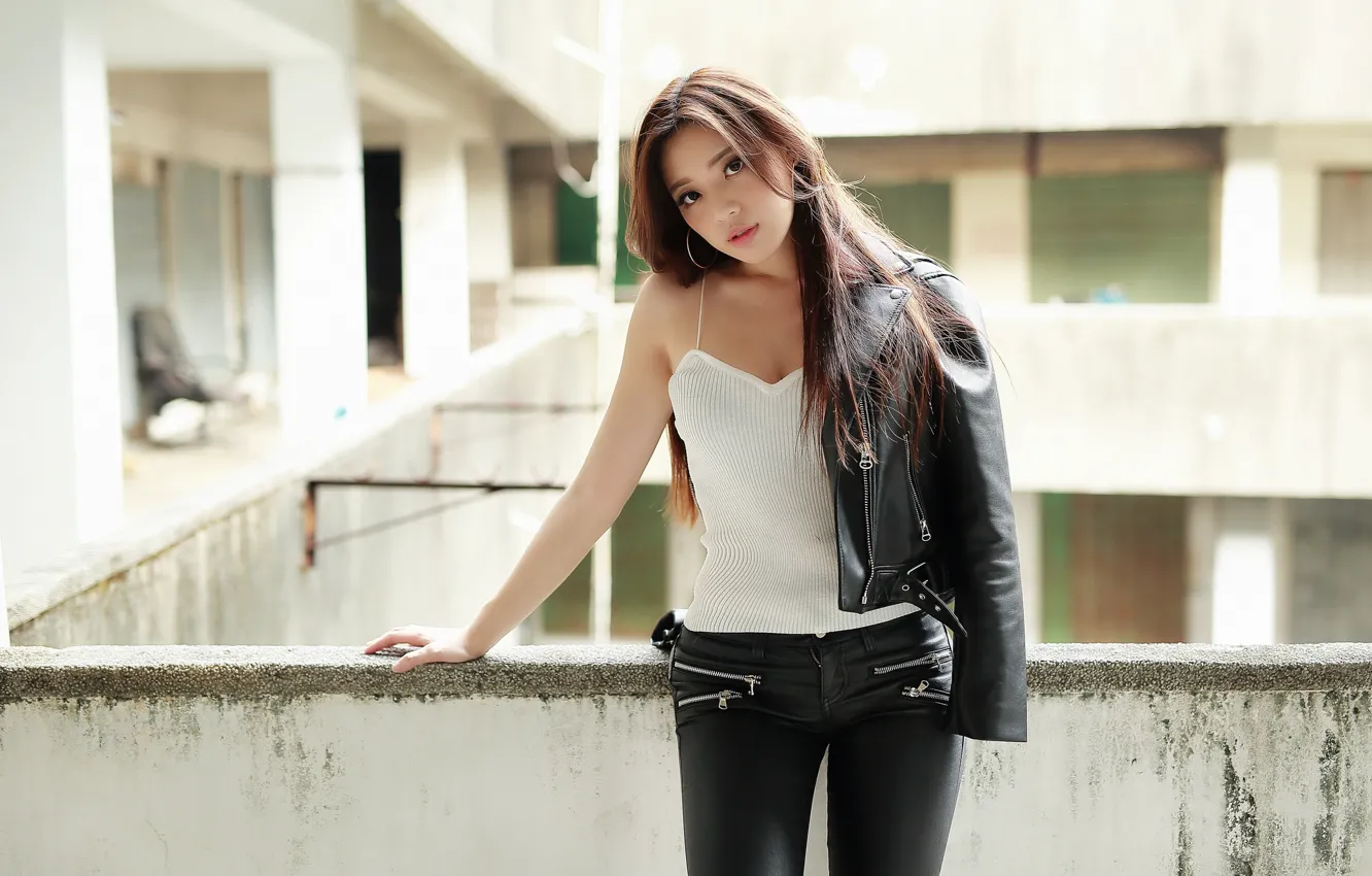 Фото обои взгляд, девушка, азиатка