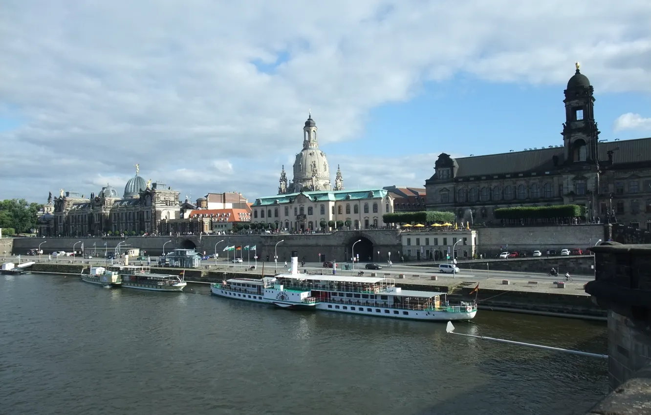 Фото обои небо, река, Dresden