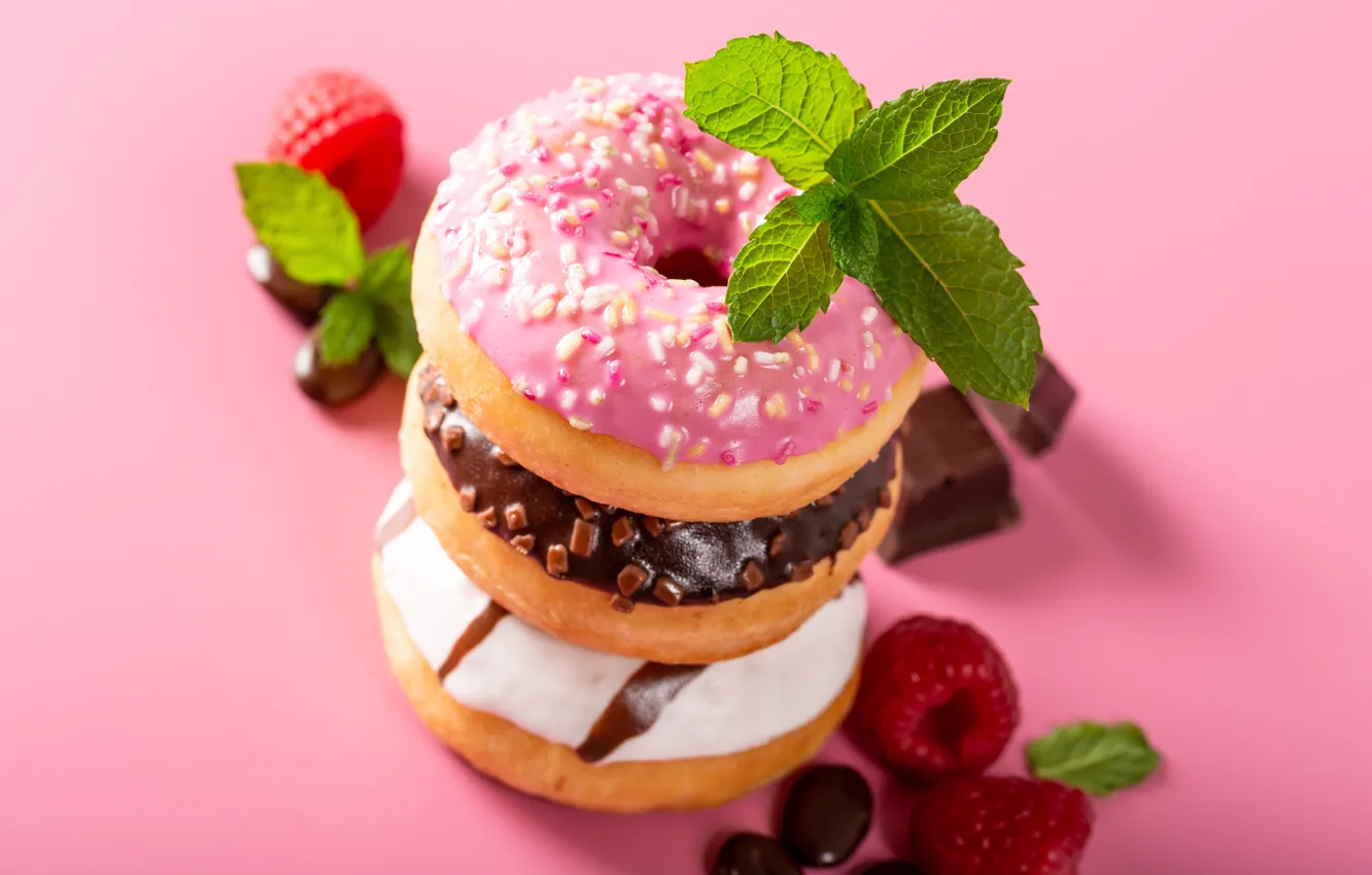 Фото обои ягоды, пончики, десерт, глазурь, Iryna Melnyk