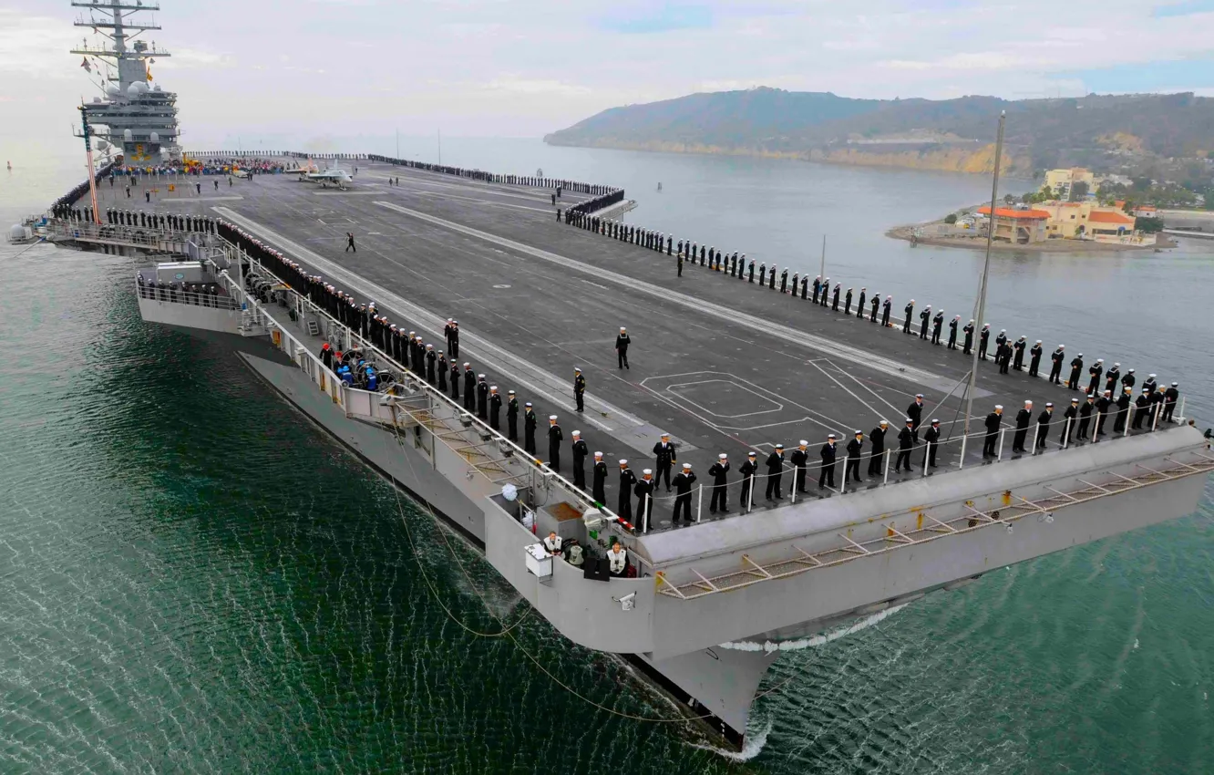 Фото обои nuclear, aircraft carrier, navy, nuclear aircraft carrier, Weapon: Sea Sparrow Missile, Draught: 76 m, 000 …