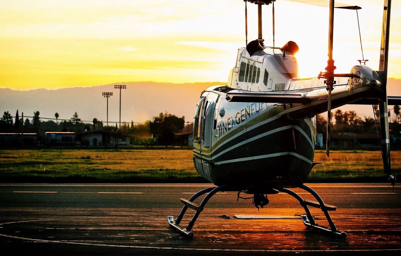 Фото обои закат, Авиация, sunset, Helicopter, Вертолёт, Вертолёты
