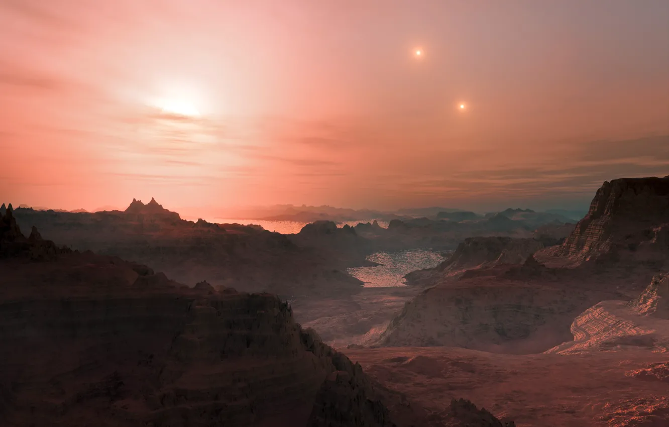 Фото обои звезды, скалы, планета, Gliese 667