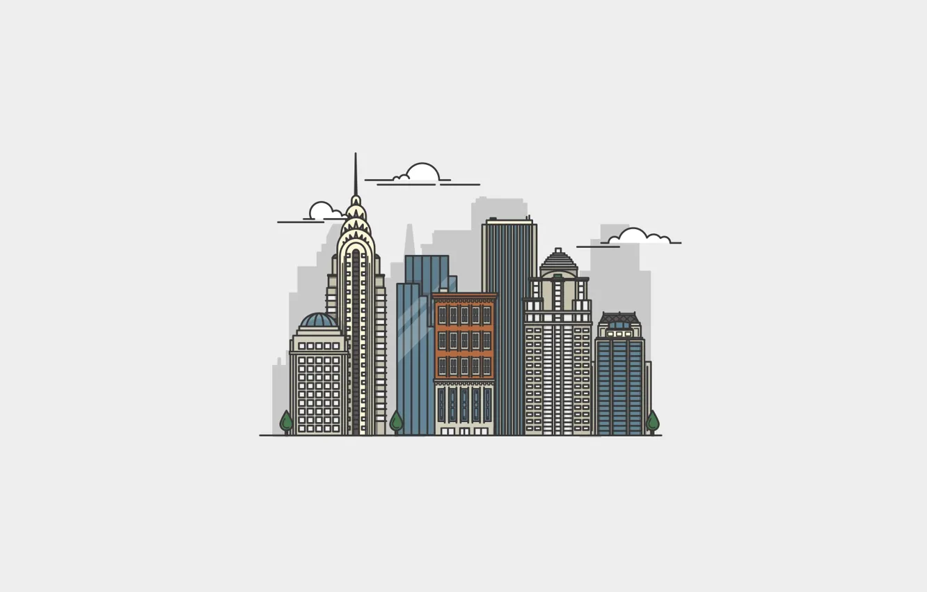 Фото обои city, город, Нью-Йорк, Манхэттен, небоскрёбы, Manhattan, New York City, Chrysler Building