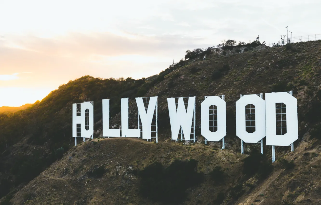 Фото обои Hollywood, USA, United States, sign, Los Angeles, California, mountain, hill