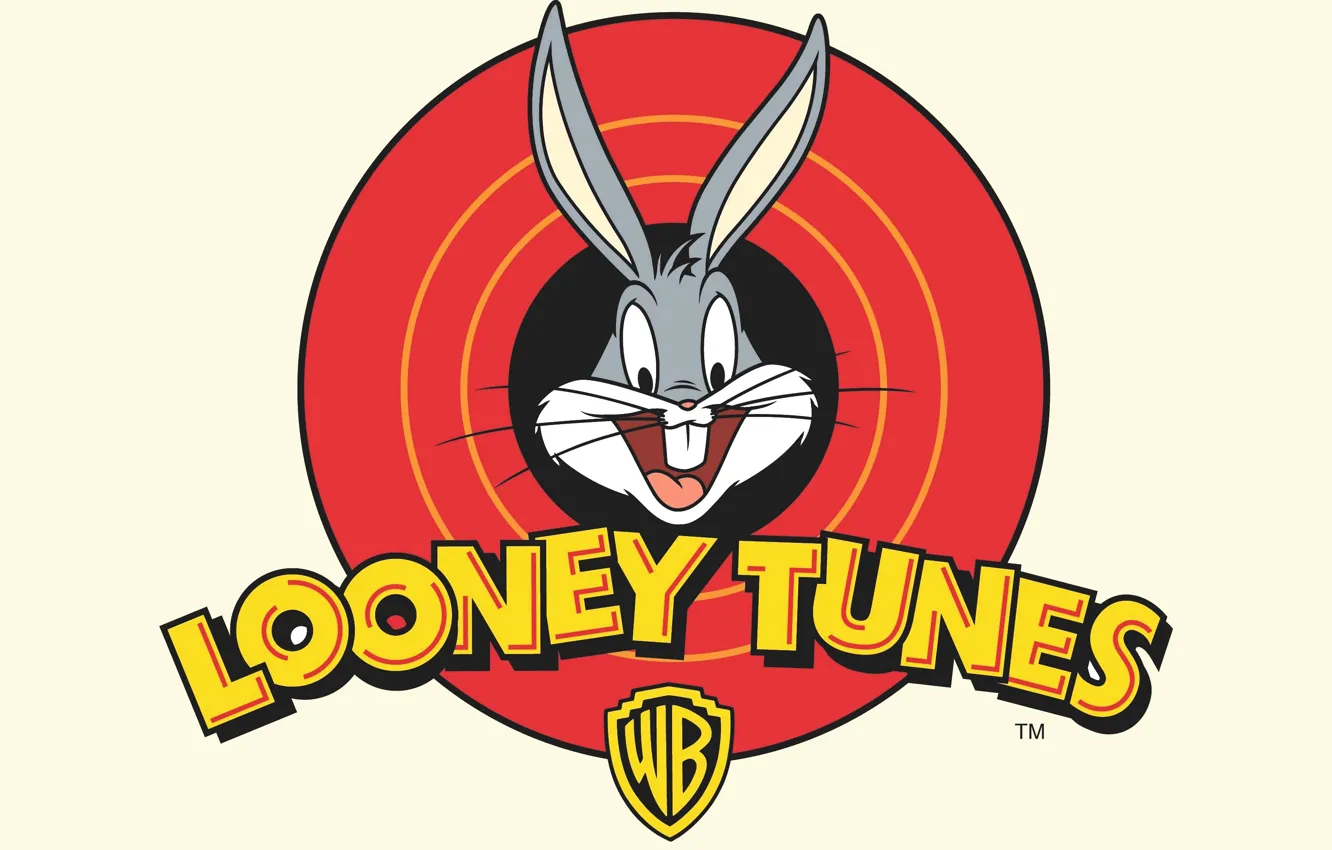 Фото обои Кролик, Белый, Логотип, Мультфильм, Looney Tunes, Багз Банни