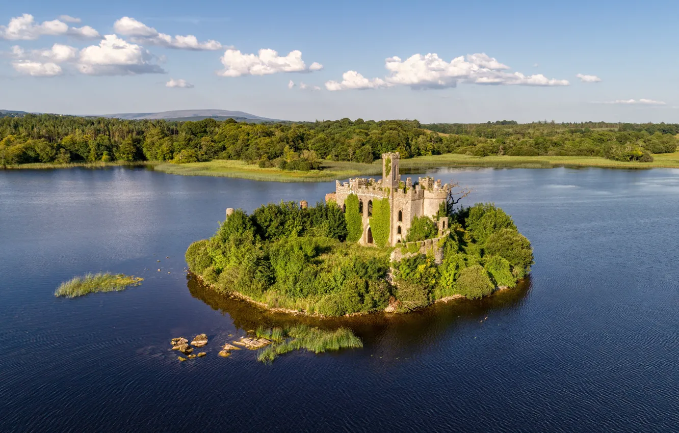 Фото обои озеро, замок, остров, Ирландия, Mac Dermott's Castle, Lough Key