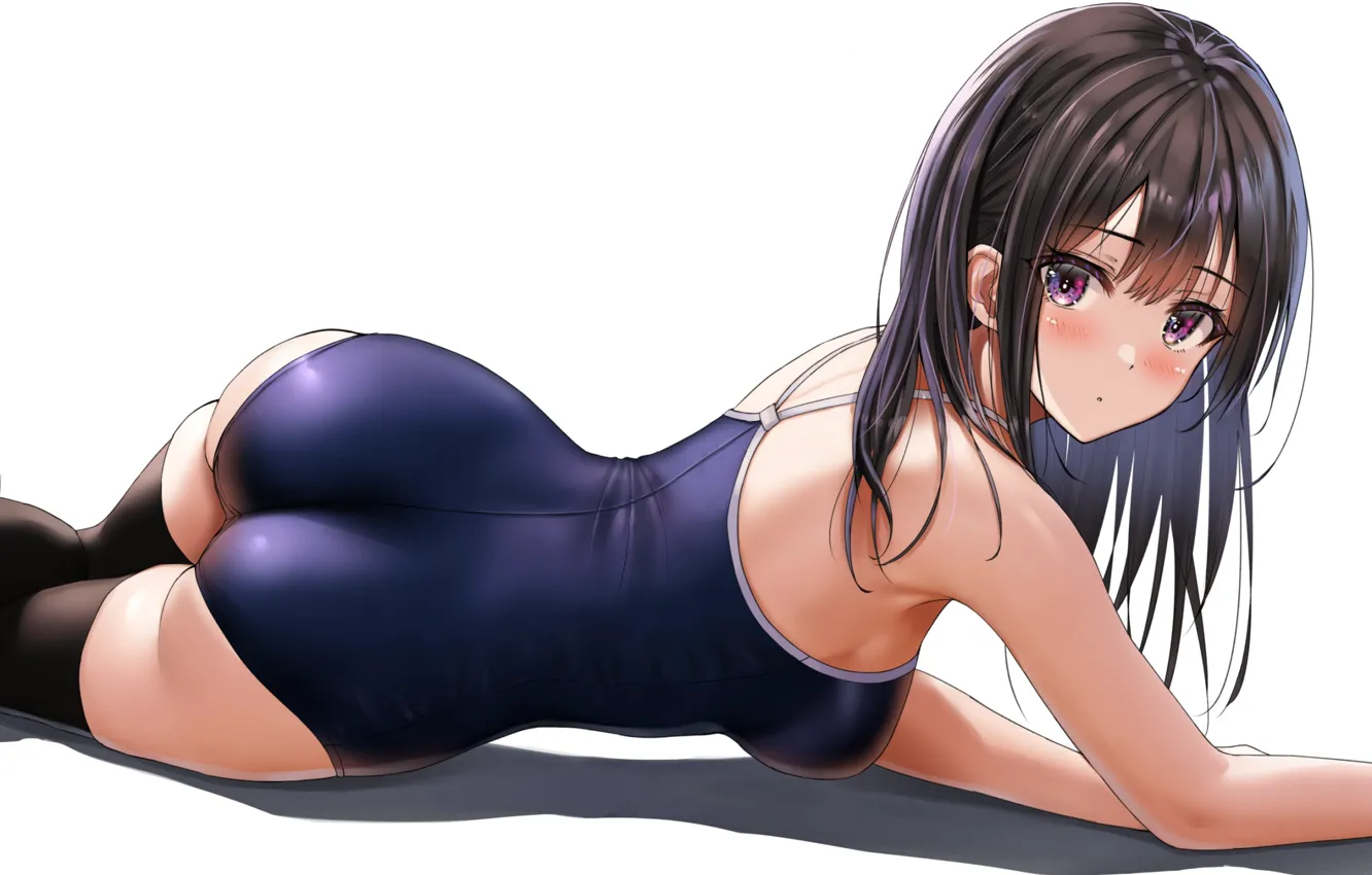 Фото обои ass, long hair, legs, lying down, sideboob, looking at viewer, lying on side, Yukemuriganmo