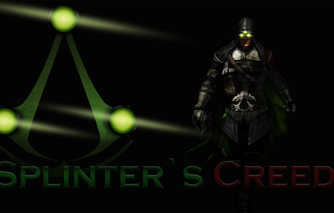 Фото обои green, logo, Assassin's Creed, Splinter Cell, mix