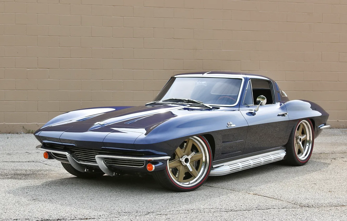 Фото обои Corvette, Chevrolet, Center, 1964, Stingray, Wheels, RS6, Forgeline