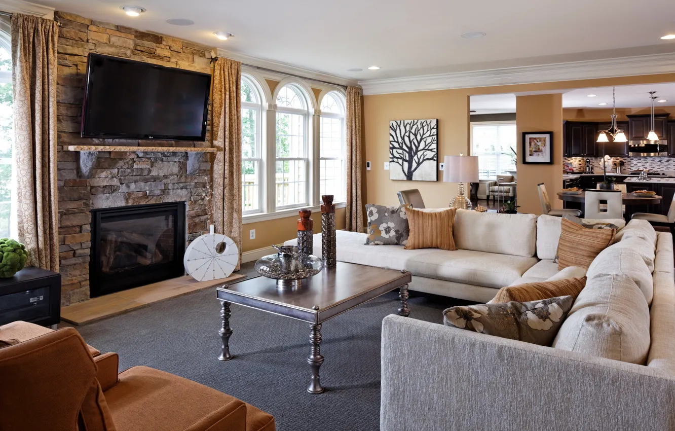 Фото обои design, interior, fireplace, living space
