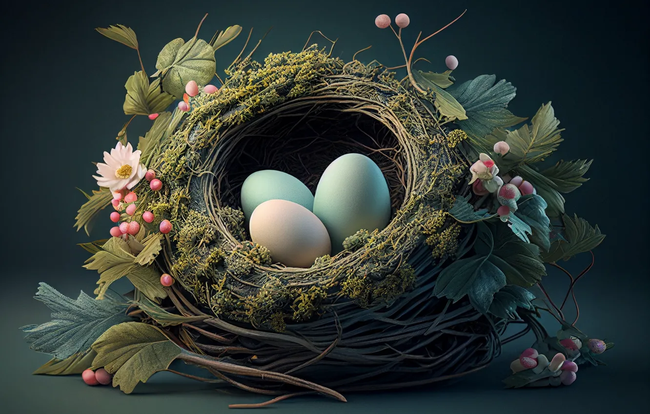 Фото обои праздник, яйца, весна, Пасха, крашеные, крашенки, цифровое искусство, крашеные яйца