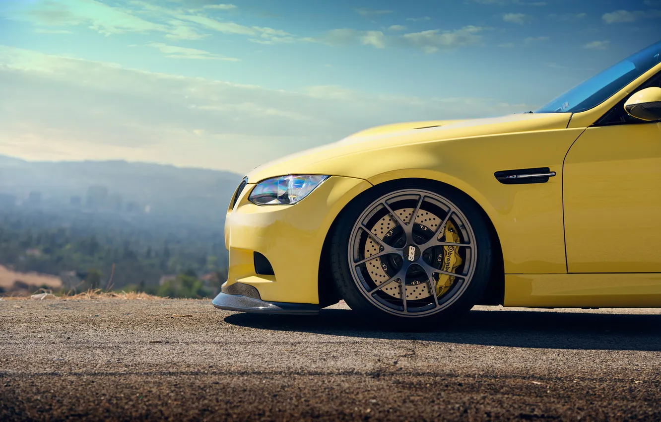 Фото обои бмв, yellow, передок, bmw m3
