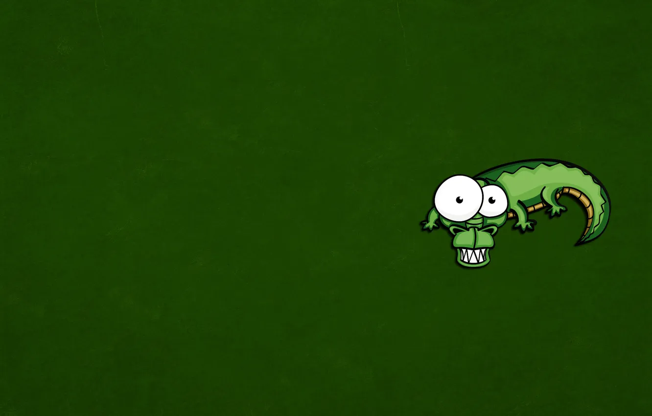 Фото обои зеленый, минимализм, крокодил, ящер, глазастый, зубастый, Crocodile