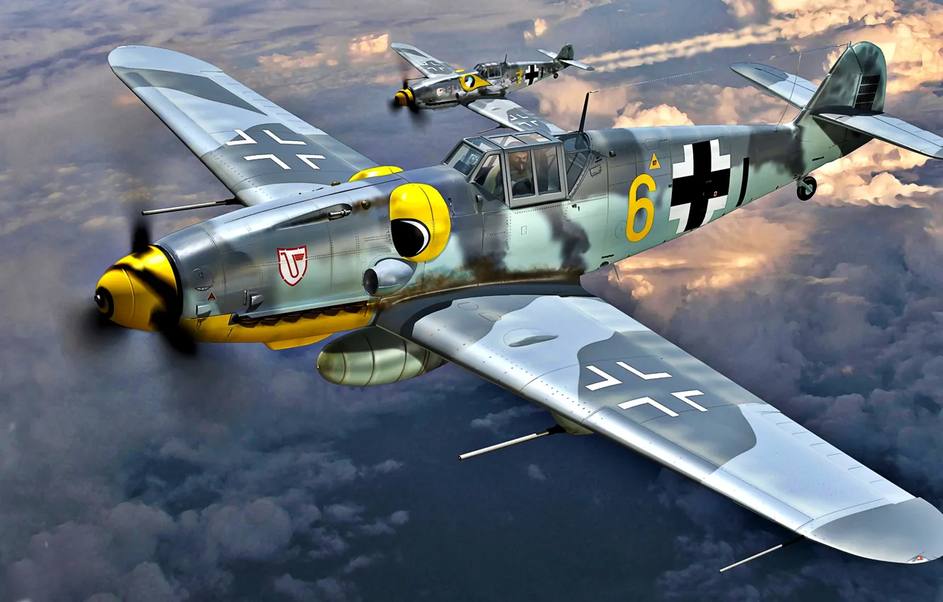 Фото обои Messerschmitt, Bf-109, Bf.109G-6/R6, ''Udet'', Alfred Surau, September 1943, 9./JG3