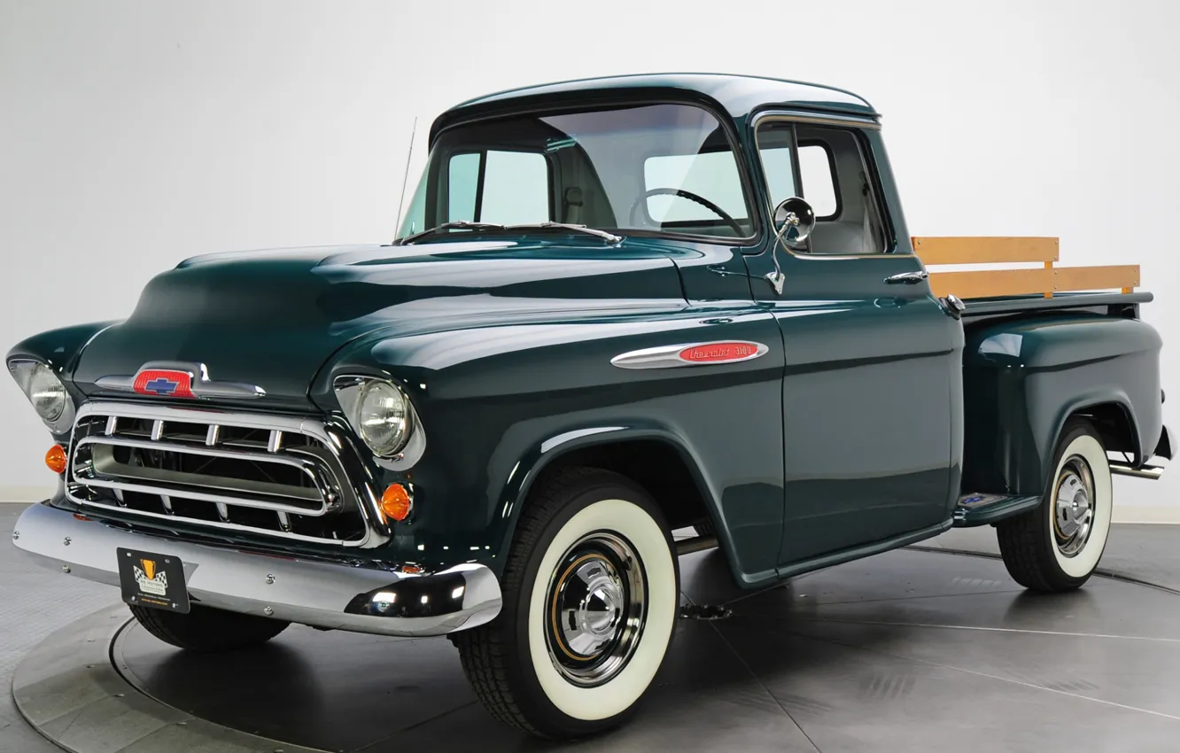 Фото обои ретро, пикап, 1957, Chevrolet 3100, stepside