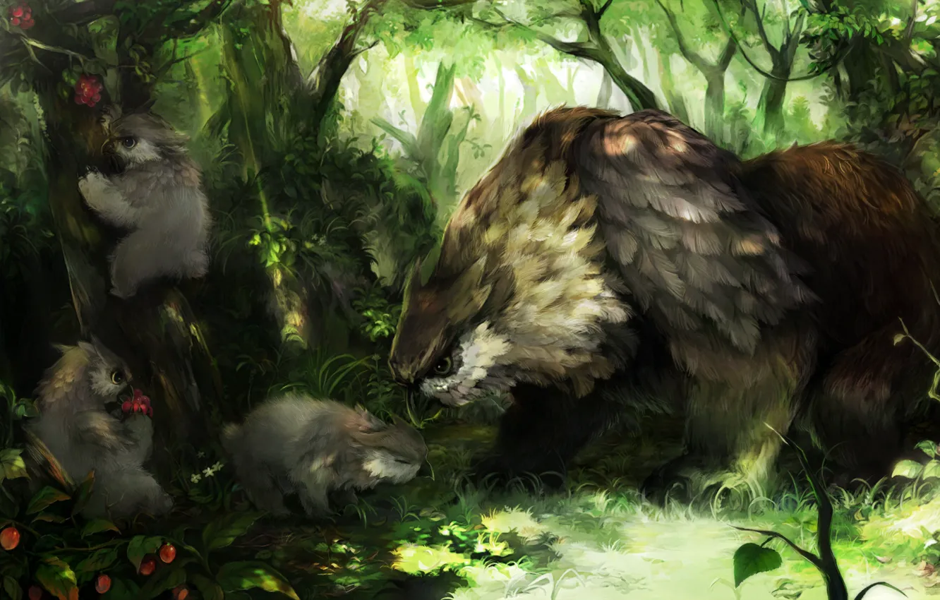Фото обои eagle, forrest, Dragon's Crown, feline
