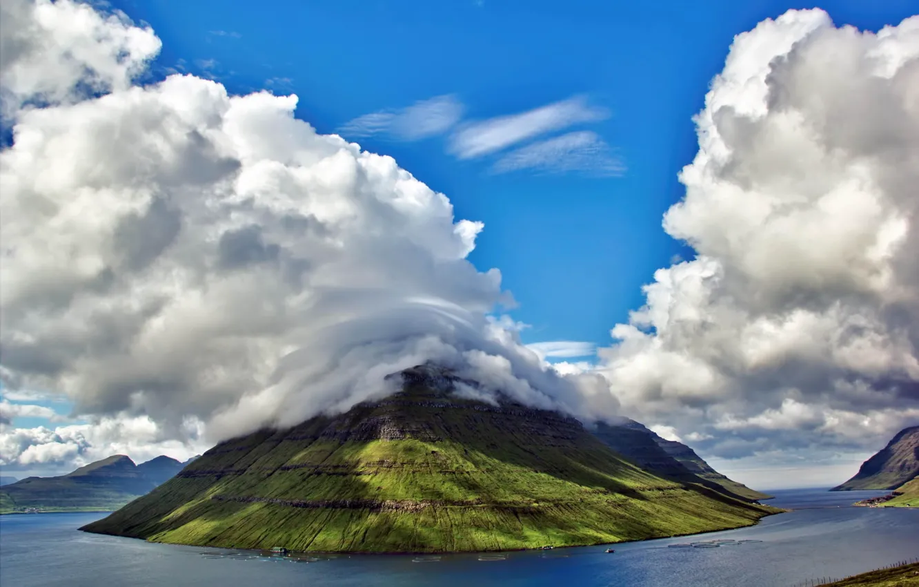 Фото обои облака, Дания, Фарерские острова