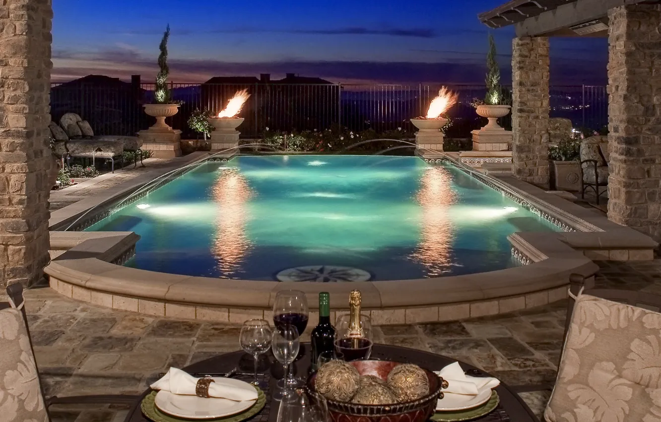 Фото обои pool, California, Villa, terrace, Sacramento