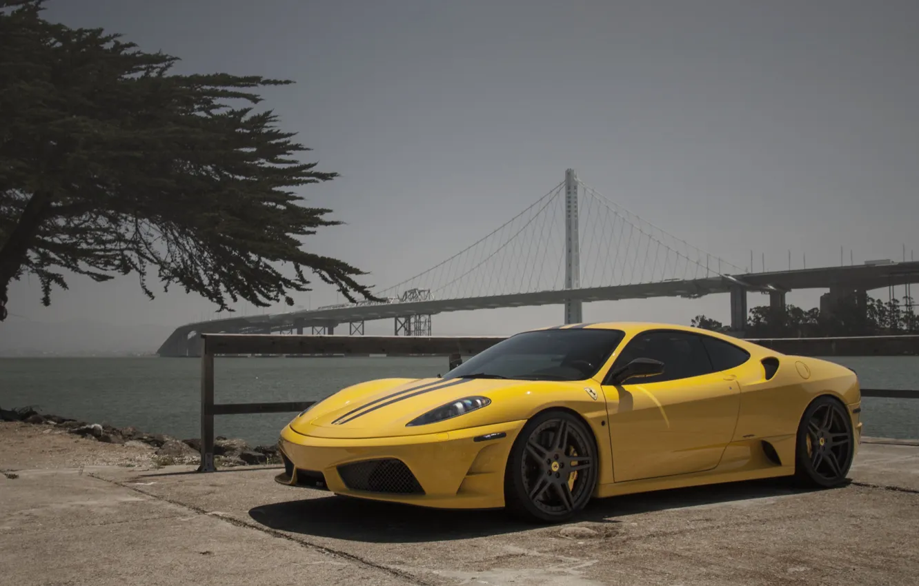 Фото обои F430, Ferrari, yellow, novitec, scuderia