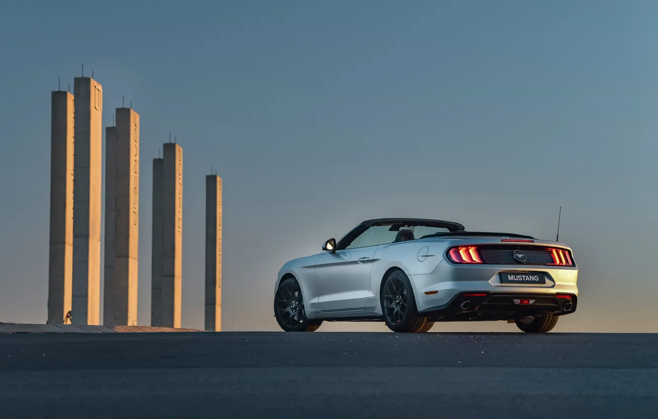 Фото обои Mustang, Ford, rear view, Ford Mustang EcoBoost Convertible