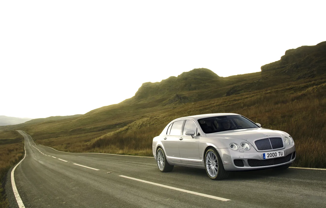 Фото обои машины, фото, дороги, бентли, bentley flying spur speed roads