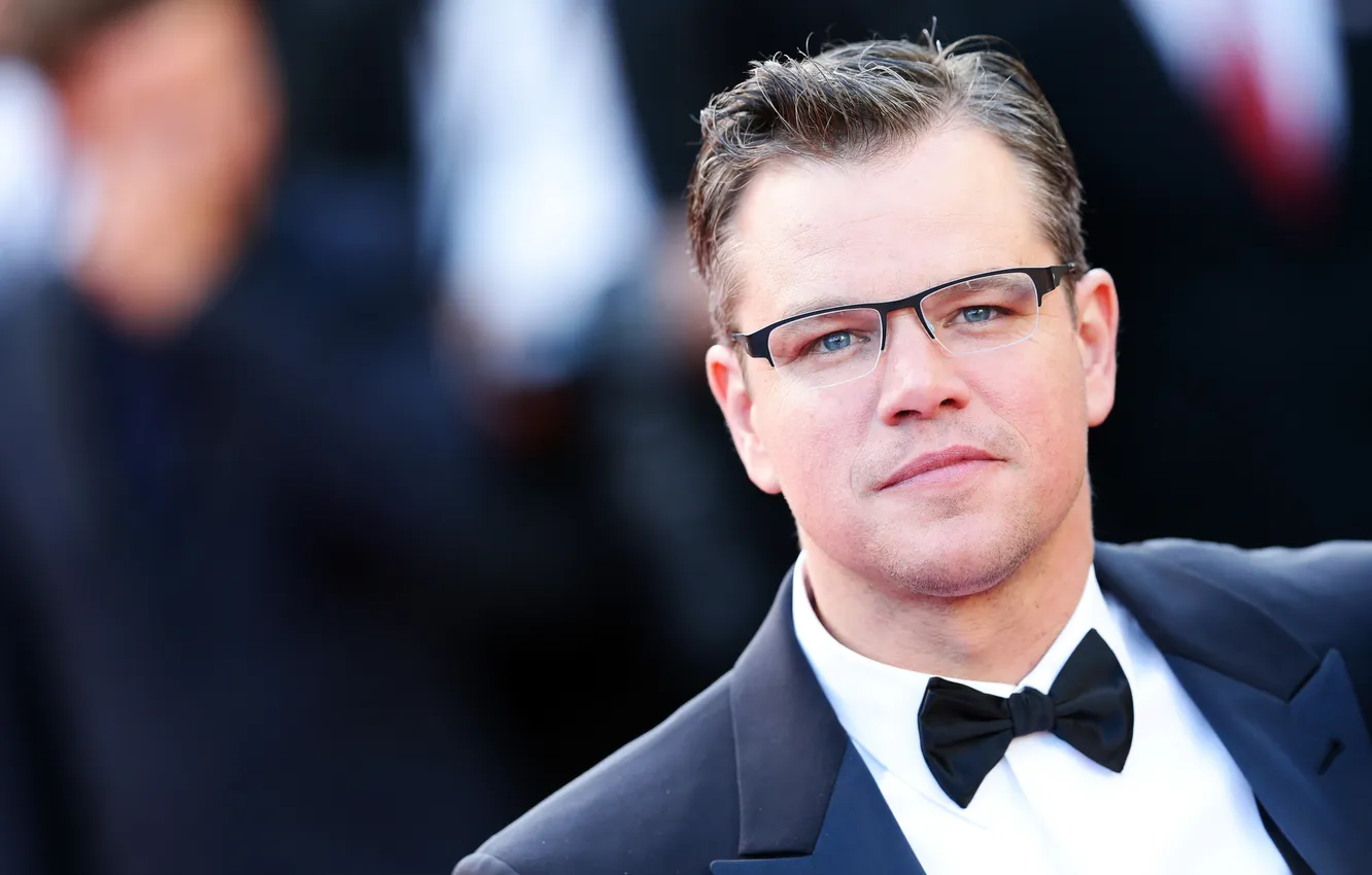 Фото обои портрет, очки, костюм, актёр, Мэтт Дэймон, Matt Damon
