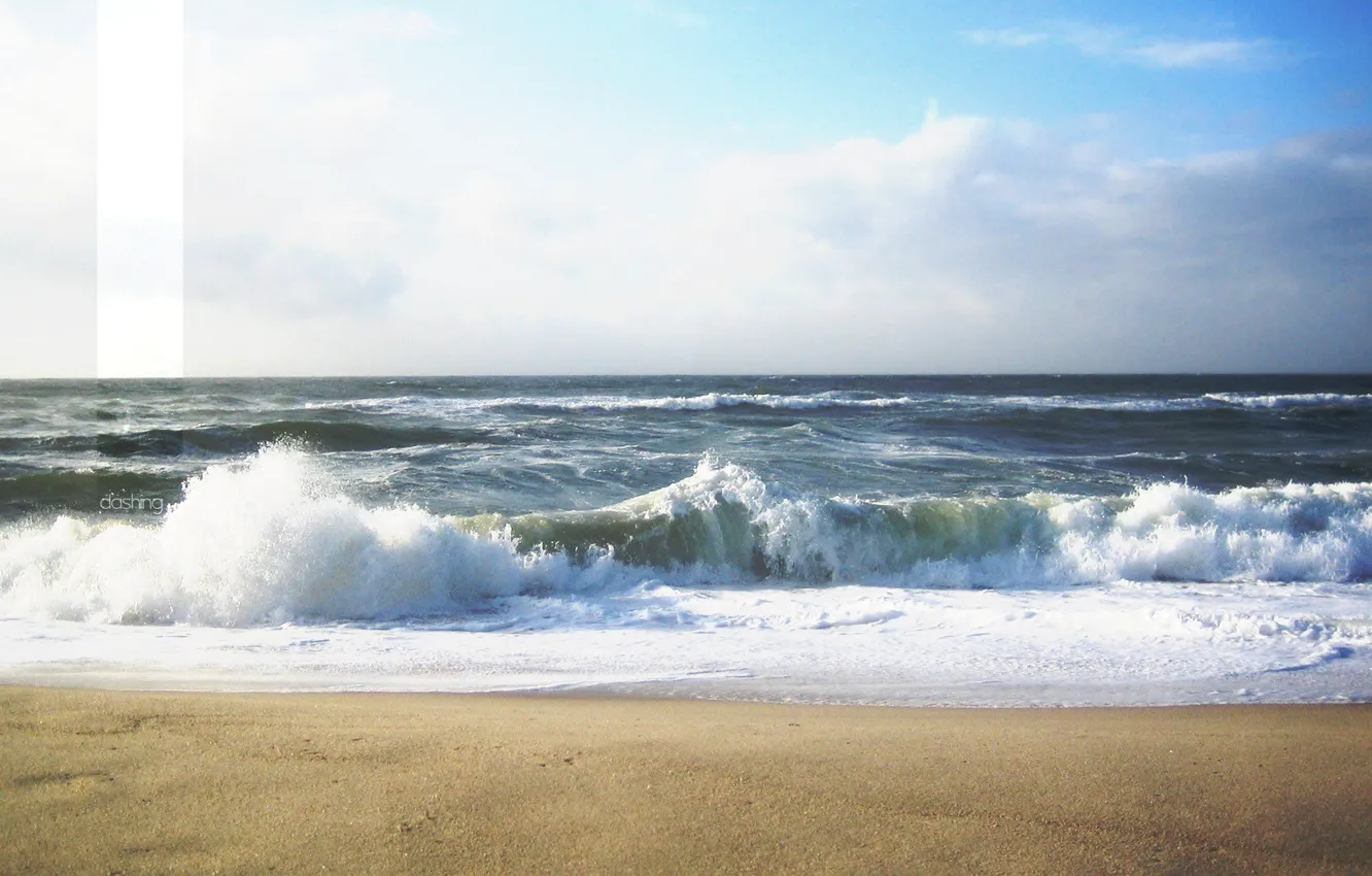 Фото обои песок, море, волны, пена, пейзаж, брызги, надписи, полоска