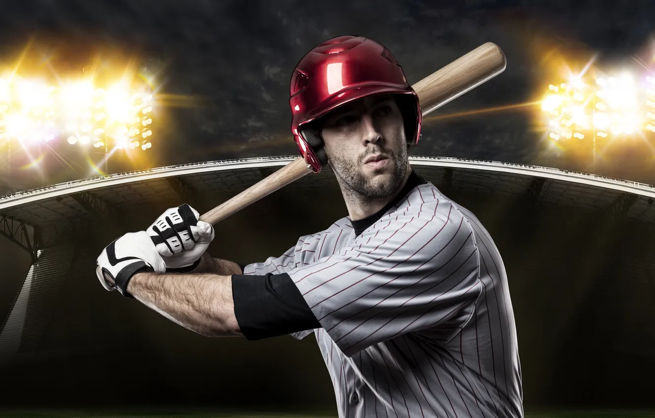 Фото обои black, background, bat, cap, ball, baseball, athlete