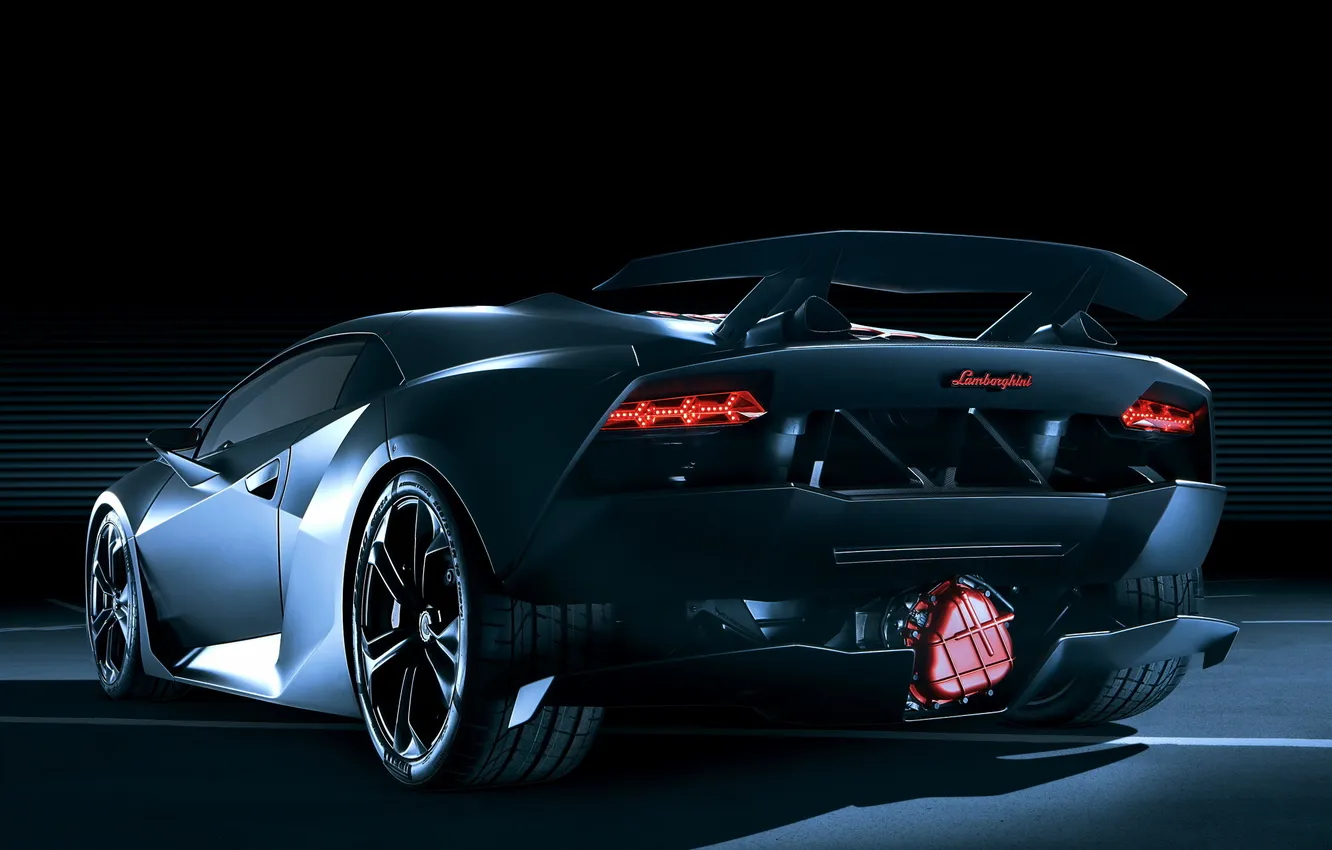 Фото обои огни, Lamborghini, стоп, автомобиль, задок, Sesto Elemento