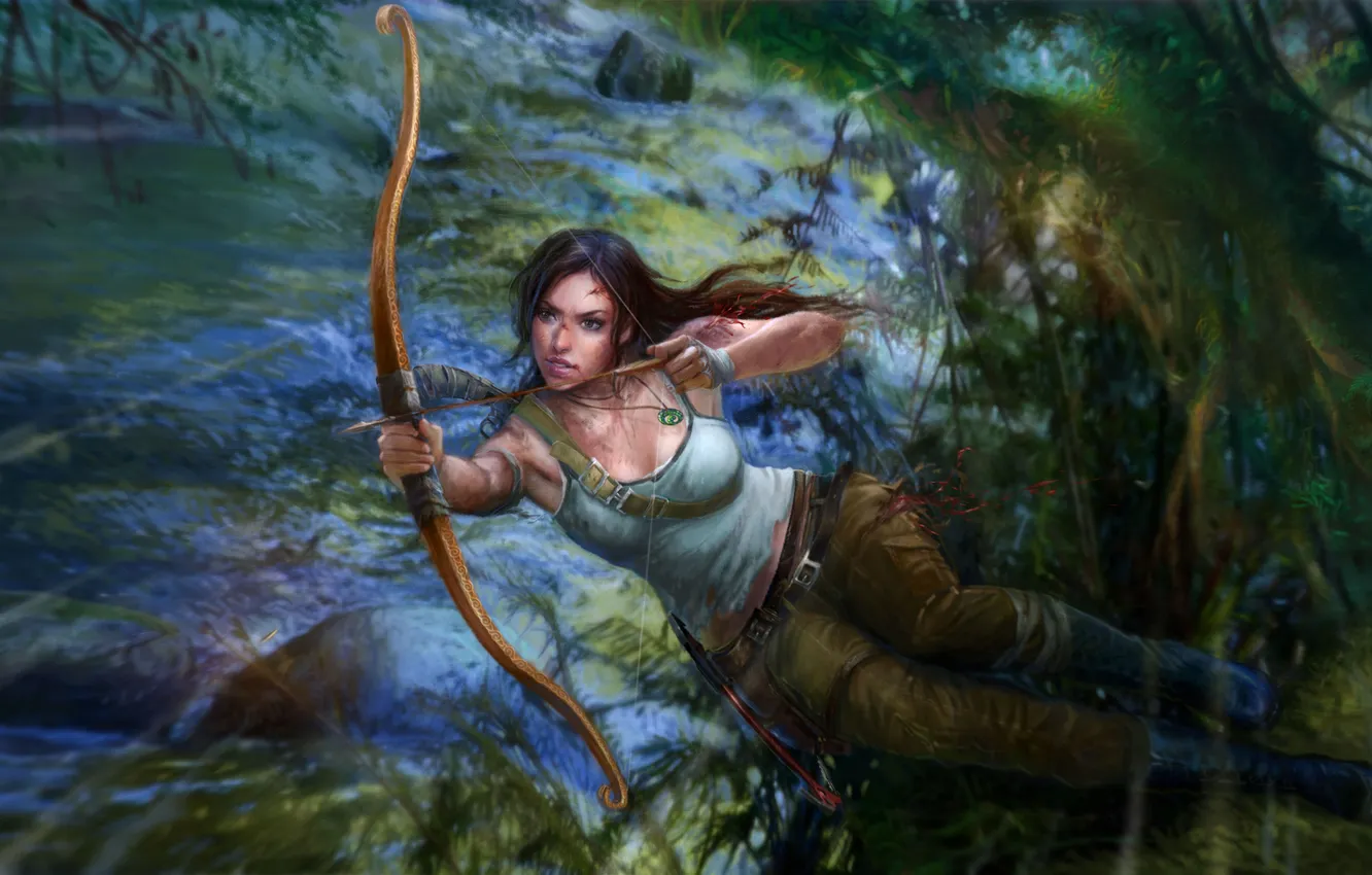 Фото обои джунгли, арт, Tomb Raider, Лара Крофт, Lara Croft