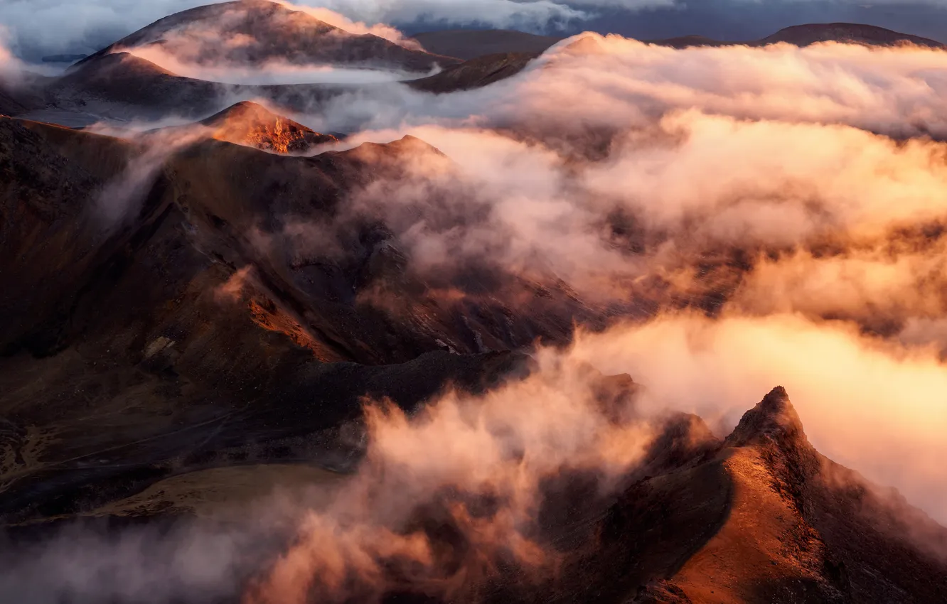 Фото обои sunset, cloud, mountain