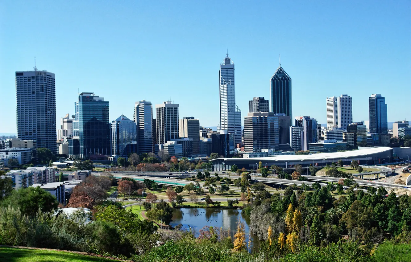 Фото обои Australia, skyscrapers, Perth