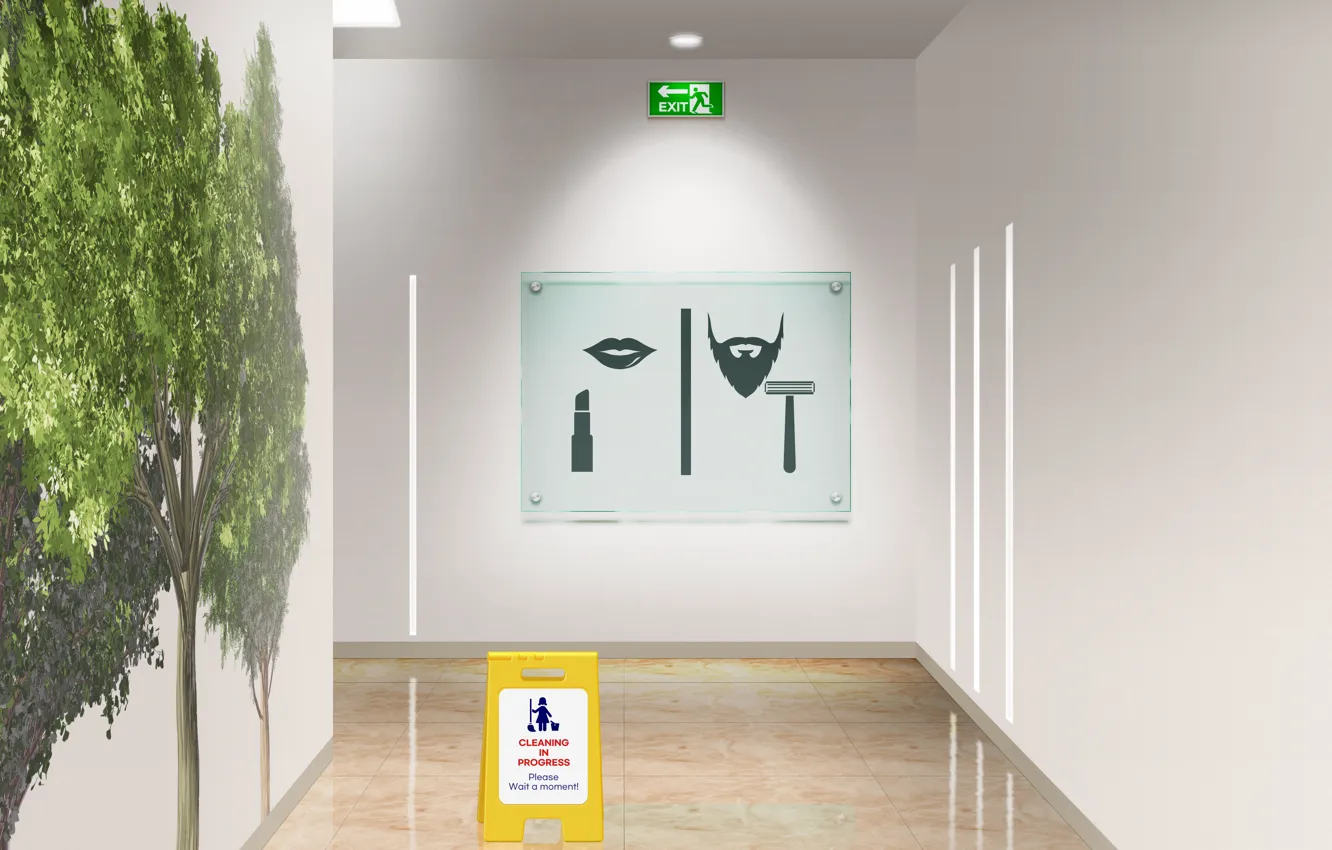 Фото обои sign, public restroom, toilet sign