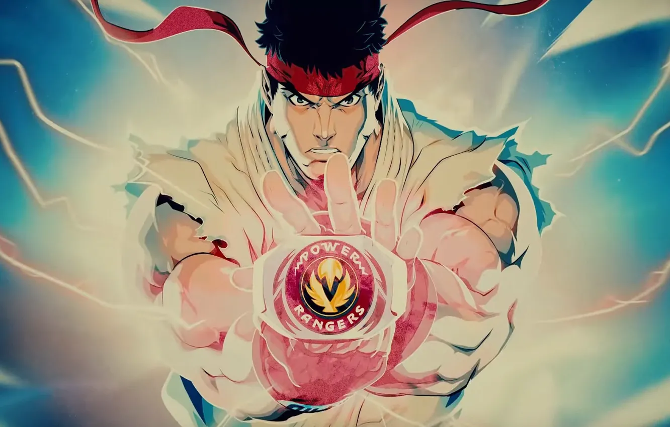 Фото обои crossover, Street Fighter, Ryu, Power Rangers, morfer