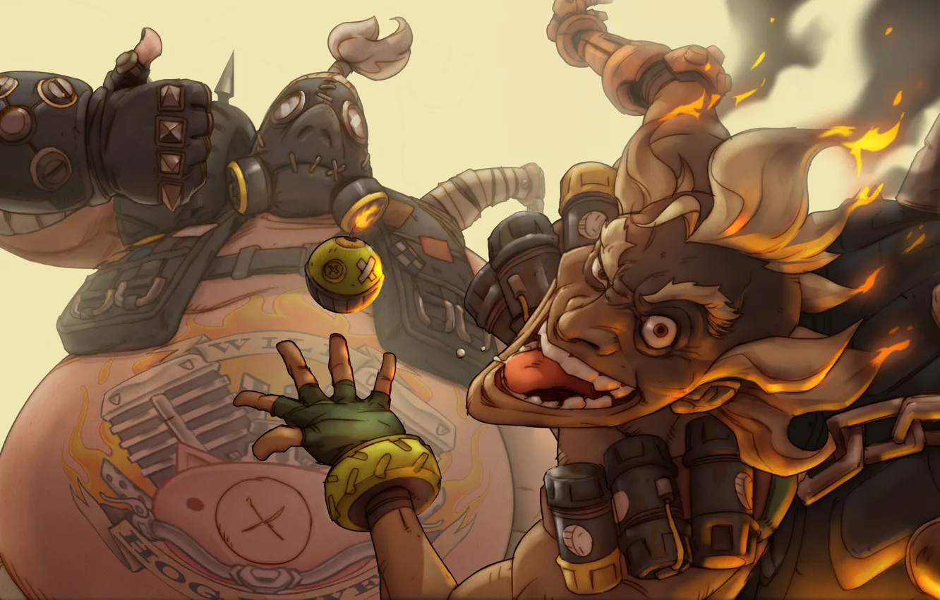 Фото обои дружба, анархия, Overwatch, Junkrat, Roadhog